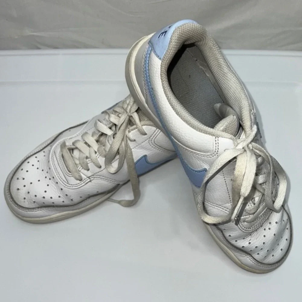 Nike Women's White Blue Leather Low‎ Top Sneakers Shoes Size 8.5 CD5434 115